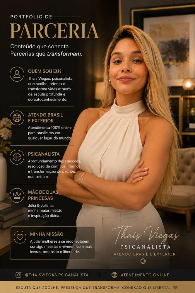 Thaís Viegas, psicanalista, em seu portfólio de parceria